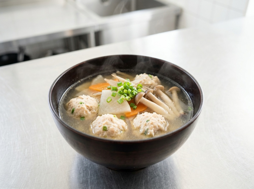 鶏のつみれ汁のできあがり