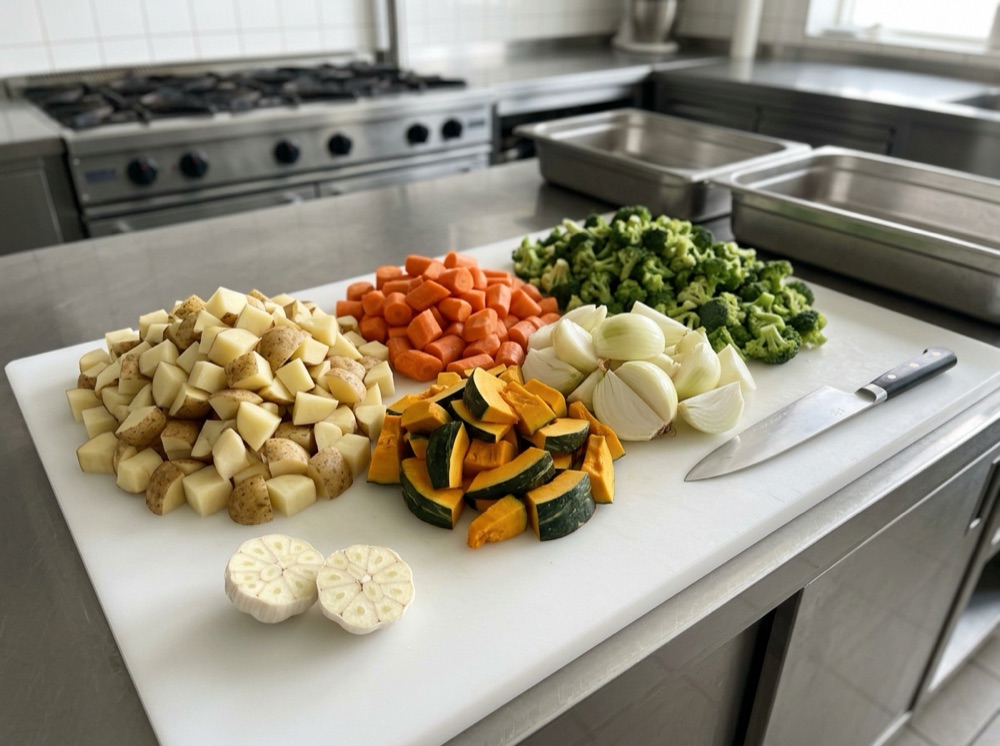 野菜を3cmほどにそろえて切る